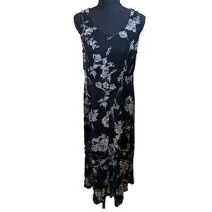 All That Jazz Vintage Maxi Dress Floral 90s Black White Style A13894 Size 11/12